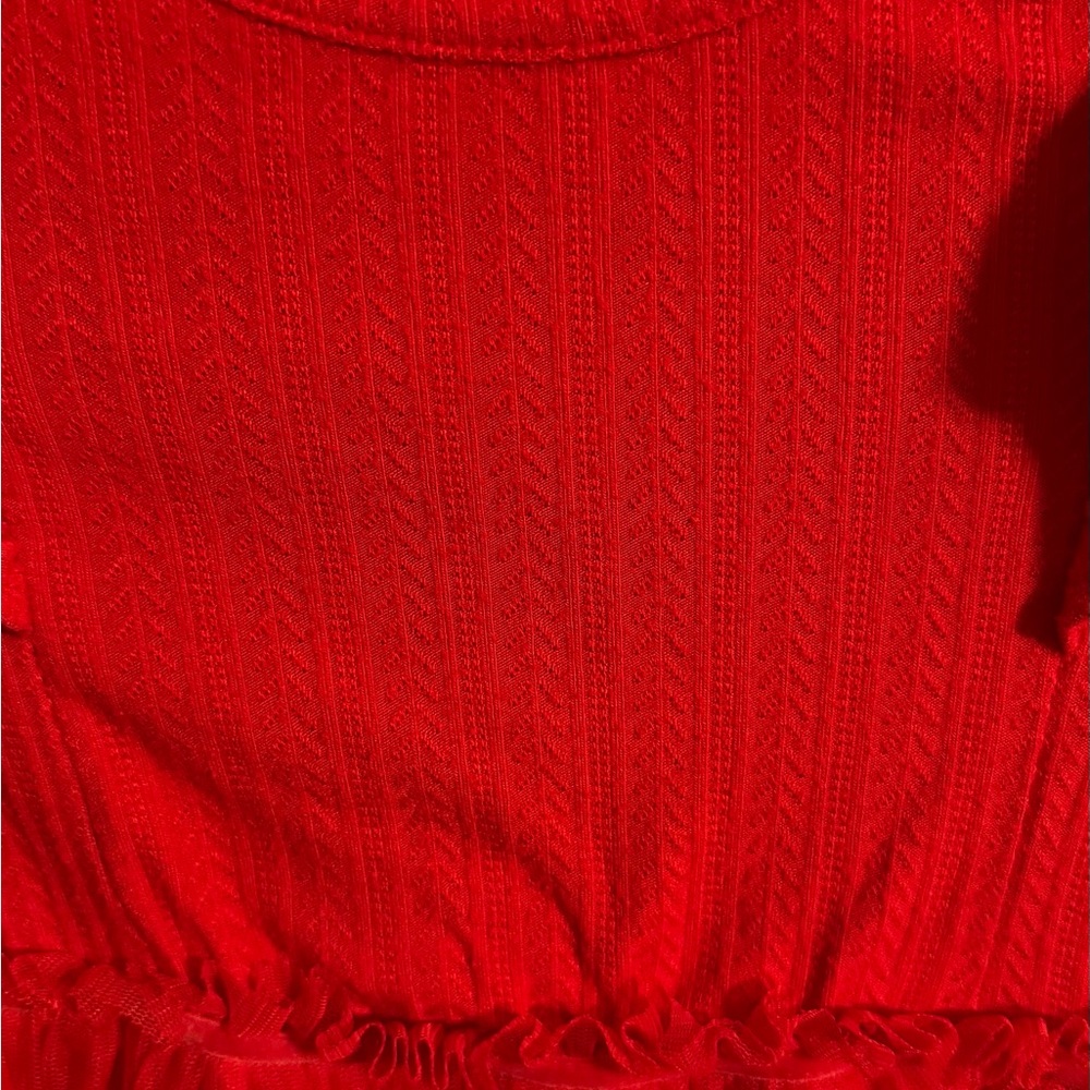 Cat & Jack Red Ruffle Long Sleeve Dress - Picture 5 of 6